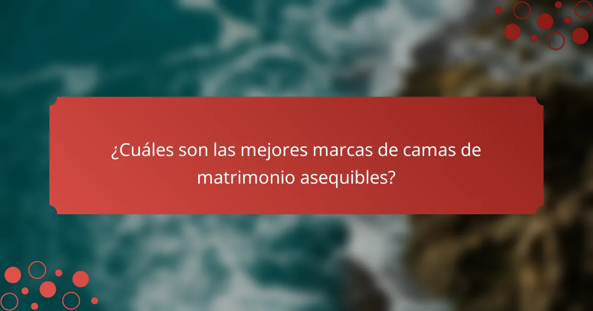 ¿Cuáles son las mejores marcas de camas de matrimonio asequibles?