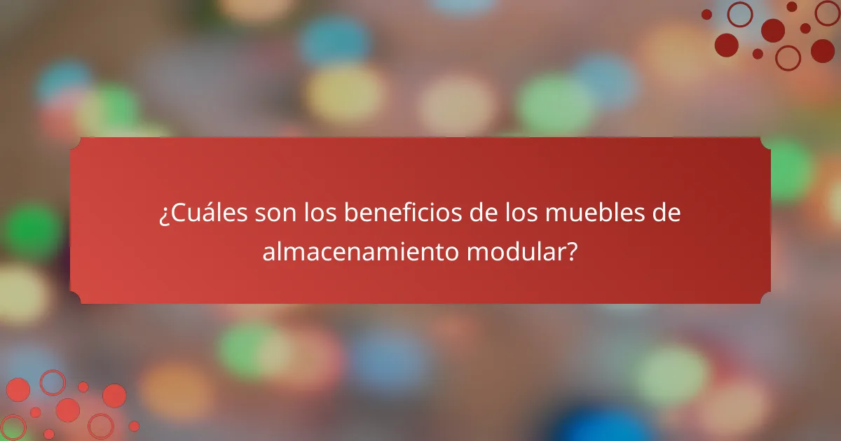 ¿Cuáles son los beneficios de los muebles de almacenamiento modular?