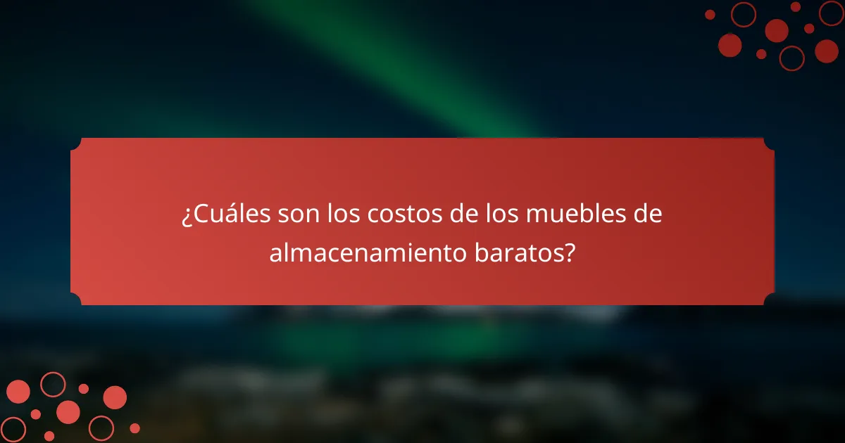 ¿Cuáles son los costos de los muebles de almacenamiento baratos?