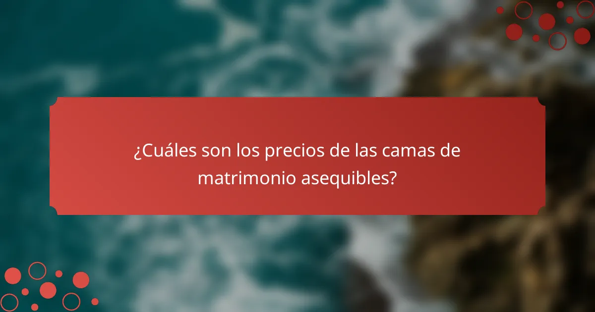 ¿Cuáles son los precios de las camas de matrimonio asequibles?