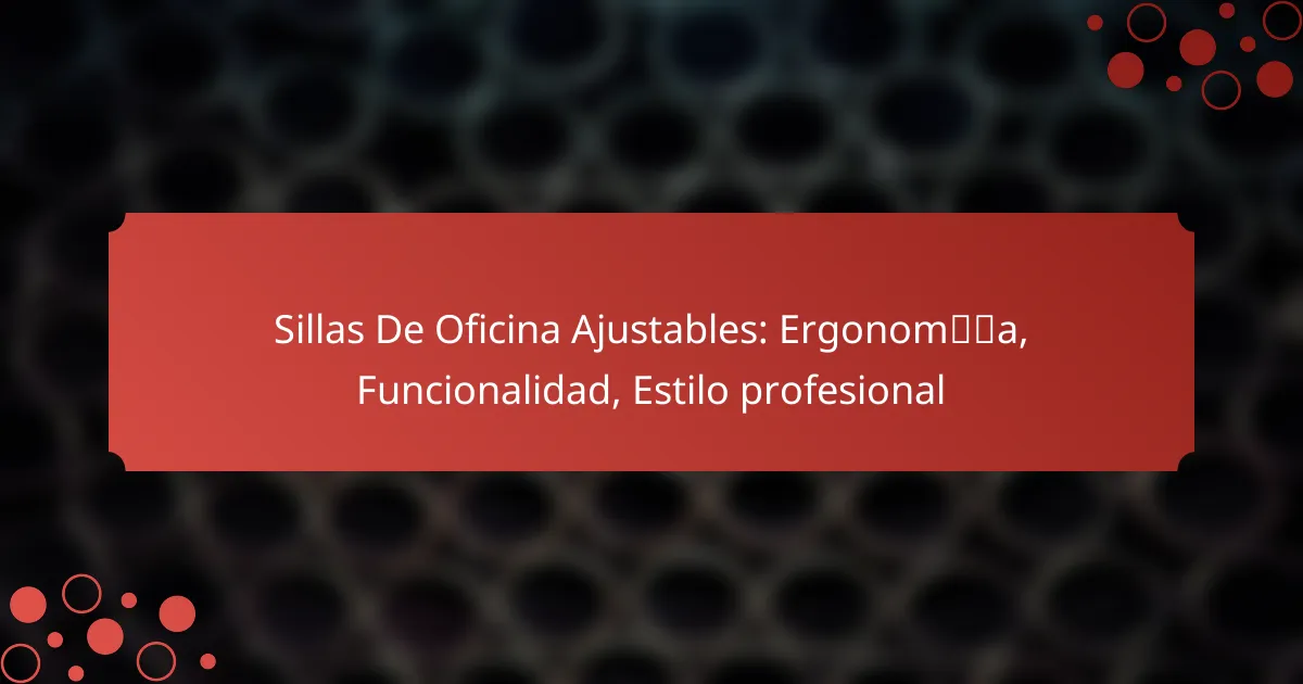 Sillas De Oficina Ajustables: Ergonomía, Funcionalidad, Estilo profesional