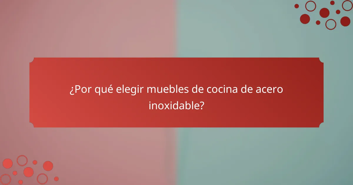 ¿Por qué elegir muebles de cocina de acero inoxidable?