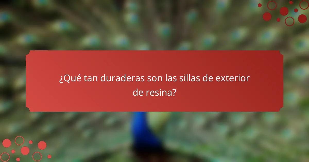 ¿Qué tan duraderas son las sillas de exterior de resina?
